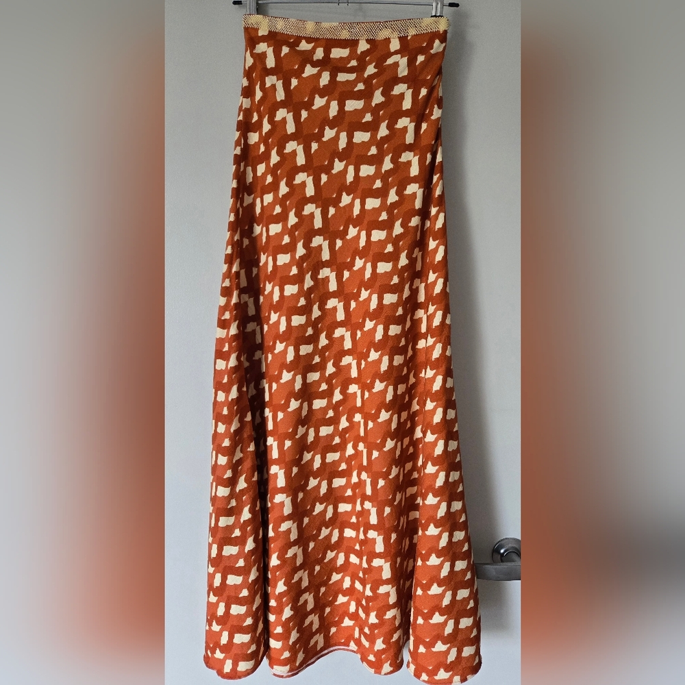 Zara Brown and Cream Maxi Skirt